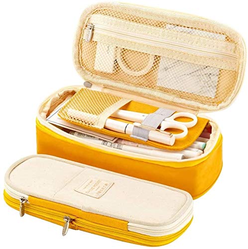 Simple Estuche de lápices Estuche de Lona de Gran Capacidad Estuche de lápices Bolsa Estuche Maquillaje Cosmético Portalápiz Bolsa Bolso de la Cremallera