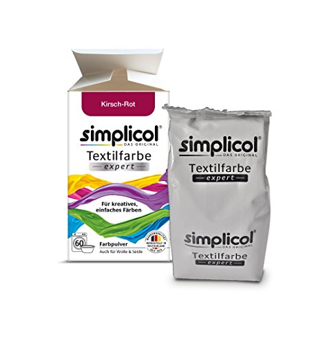 Simplicol Expert Fabric Dye Tinte de Coloración para Textiles: Lavado a Mano o Lavadora - Tiñe y Restaura Sus Telas y Ropa - Rojo Cereza