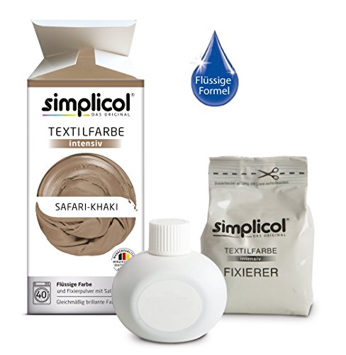 Simplicol Kit de Tinte Textile Dye Intensive Beige: Colorante para Teñir Ropa, Tejidos y Telas Lavadora, Contiene Fijador para Colorante Líquido, Anti Alérgeno, No Destiñe, Seguro para su Lavadora