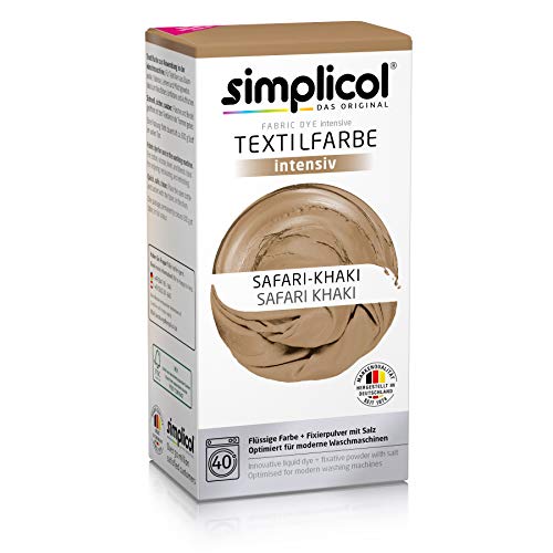 Simplicol Kit de Tinte Textile Dye Intensive Beige: Colorante para Teñir Ropa, Tejidos y Telas Lavadora, Contiene Fijador para Colorante Líquido, Anti Alérgeno, No Destiñe, Seguro para su Lavadora