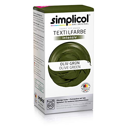 Simplicol Kit de Tinte Textile Dye Intensive Verde : Colorante para Teñir Ropa, Tejidos y Telas Lavadora, Contiene Fijador para Colorante Líquido, Anti Alérgeno, No Destiñe, Seguro para su Lavadora