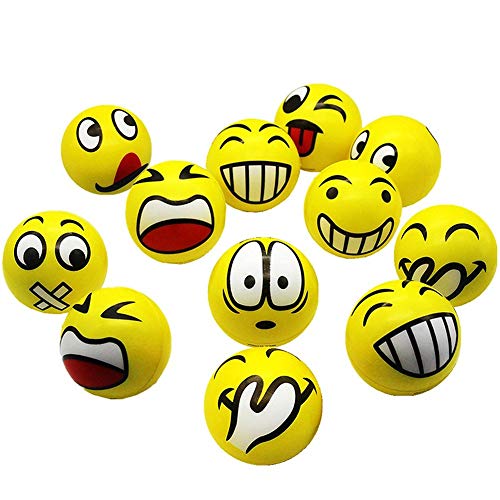 SIMUER Pelota Anti-Presión Pelota Emoji Estrés Cara Juguete Descompresión Pelota Emoji Niños Adultos 12PCS