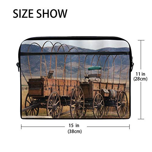 SIONOLY 15-15.4 Inch Estuche para Laptop,Granero Rueda de Carro de maestern Historical Transportation Prairie,Nueva computadora portátil Messenger Satchel Maletín Bolsas de Hombro de Trabajo 15-15.4"