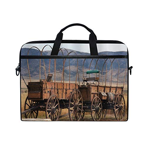 SIONOLY 15-15.4 Inch Estuche para Laptop,Granero Rueda de Carro de maestern Historical Transportation Prairie,Nueva computadora portátil Messenger Satchel Maletín Bolsas de Hombro de Trabajo 15-15.4"