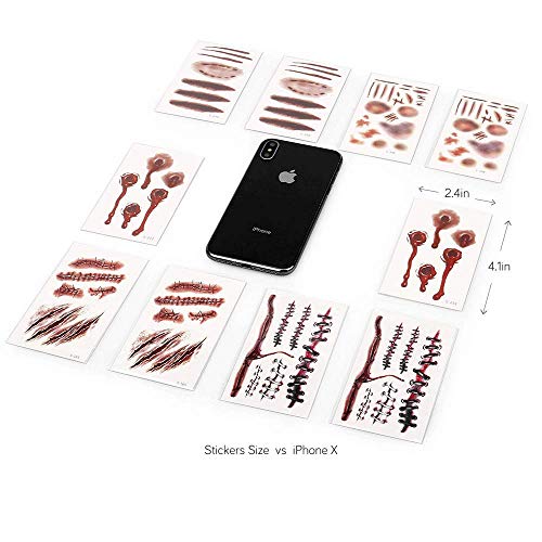 siphly Halloween Temporal Zombie Scars Tatuajes Pegatinas para Mujeres Hombres Tatuaje Falso Arte Corporal Papel Impermeable para Adultos (10PCS)