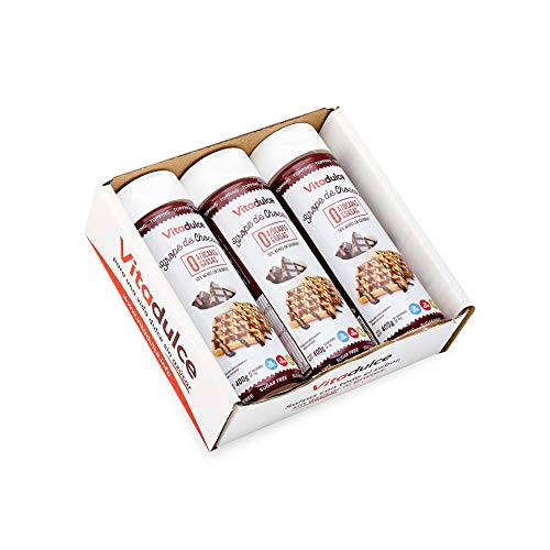 Sirope de chocolate sin azúcar, Topping de chocolate, Sirope bajo en calorías 400 gr. Pack de 3 unidades - Vitadulce