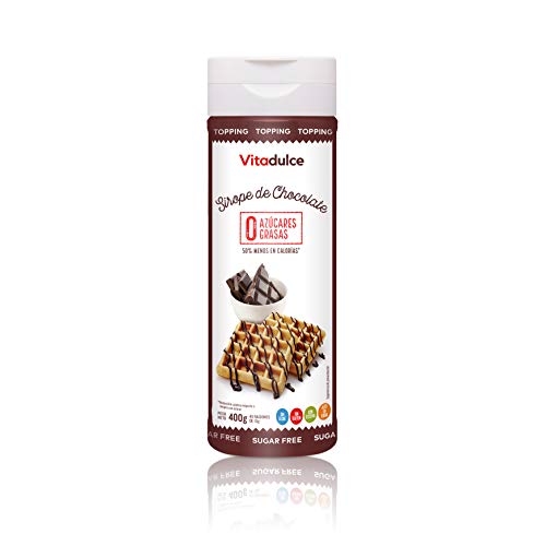 Sirope de chocolate sin azúcar, Topping de chocolate, Sirope bajo en calorías 400 gr. Pack de 3 unidades - Vitadulce