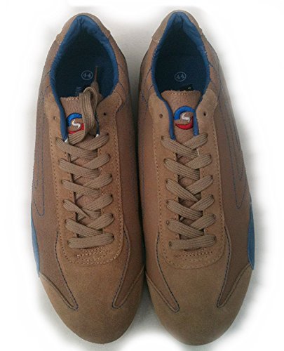 Sisley - Zapatillas para deportes de interior de Piel para hombre 35,36,38,40,42,43,44,45, color Beige, talla 37 EU