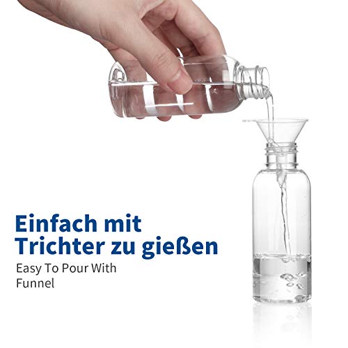 Sizzey Botella de spray vacios Plástico 8 x 50 ml, atomizador de niebla fina transparente con embudos para limpieza/atomizador de perfume/riego de plantas/cabello, etc.