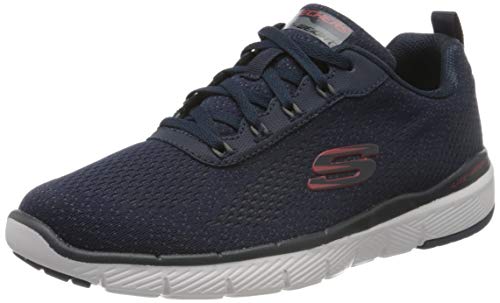 Skechers Flex Advantage 3.0, Zapatillas para Hombre, Azul (Navy Mesh/Red Trim Nvrd), 46 EU