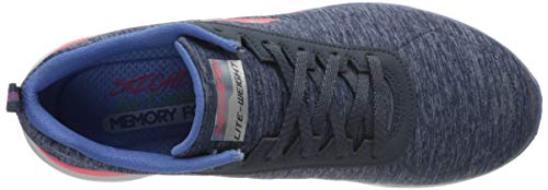Skechers Flex Appeal 3.0, Zapatillas para Mujer, Azul (Navy Mesh/Pink & Purple Trim Nvmt), 38 EU