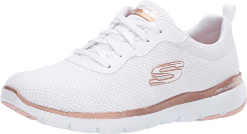 Skechers Women's Flex Appeal 3.0-first Insight Trainers, White (White Mesh/Rose Gold Trim Wtrg), 7 UK (40 EU)