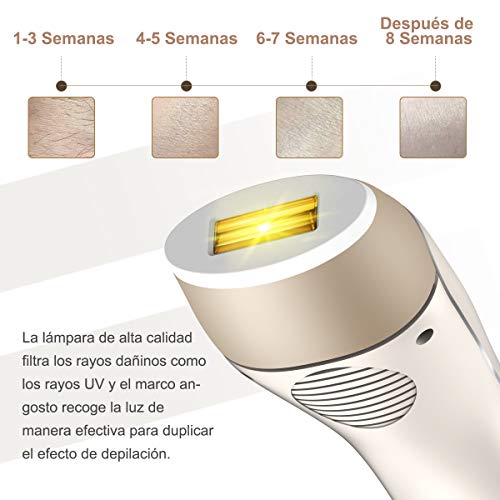 SKEY Depiladora de luz pulsada - 2 Modos IPL Depiladora Laser de 999,999 Pulsaciones, Pantalla LED, la Depilación Permanente del Vello Visible para Hombres y Mujeres, para Cuerpo y Cara