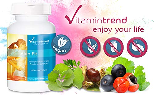 Skin Fit – 240 cápsulas para ¡4 MESES! – cápsulas contra la celulitis – veganas – con vitamina C – anticelulítico vegano