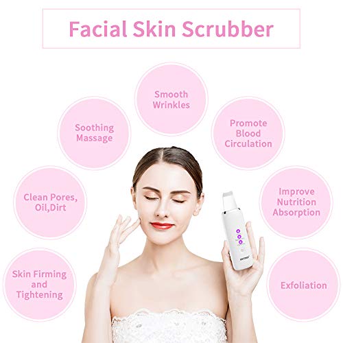 Skin Scrubber - Ubitree Peeling Ultrasónico Facial Removedor de Acné Limpiador de Poros, Lifting Dispositivo de Belleza Facial Para Limpieza Facial y Cuidado Facial