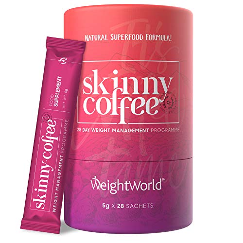 Skinny Coffee, Café Instantáneo Control del Peso Programa de 28 días - Café Árabe, Granos Café Verde, Ginseng, Chlorella, Polvo Matcha y L-Carnitina, Café Quemagrasas Para Adelgazar, Vegano