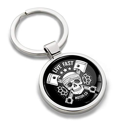 SkinoEu® Llavero de Metal 3D con Diseño de Calavera Skull Punisher Motor Sport, Regalo para Mujeres y Hombres KK 175