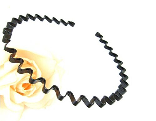 Skyllc® Unisex Black Spring Ondulado aro de Pelo de Metal, Hombres y Mujeres Deportes Headband Headware Accesorio, fácil de Conseguir su Pelo en la Herramienta de Peinado de Estilo