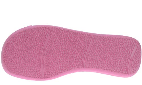 Slipper 16-107 Zapatilla Llana Chinela Destalonada Descalza y Punta Abierta en Toalla con Mariposa de Casa para Mujer Fucsia Talla 36