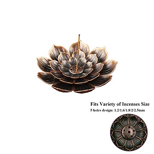 SLKIJDHFB Soportes de Loto de Latón Portainciensos 6 Hole de Loto de Palo Quemador de Incienso con Receptor de Ceniza Decoración Hogar