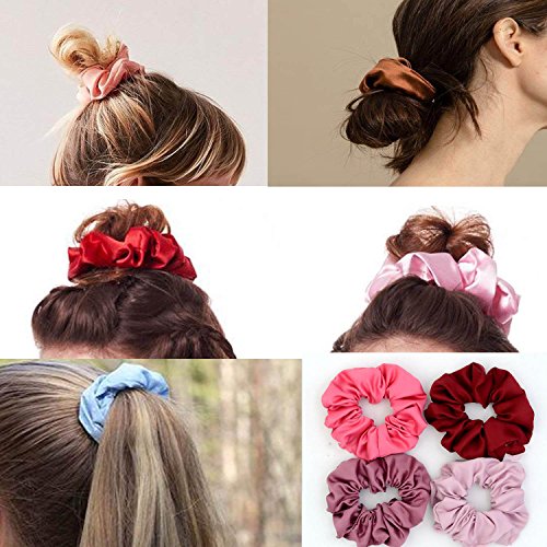 Slosh 10 Goma de Pelo Lazo de Pelo Elástico Banda Multi Colores Cinta de Pelo Mujer Niña Satín Elástica