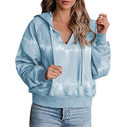 SLYZ Europeo Y Hermoso Otoño Nuevo Suéter con Capucha Casual Tie-Dye Gradiente Suelto De Manga Larga Mujer De Manga Larga