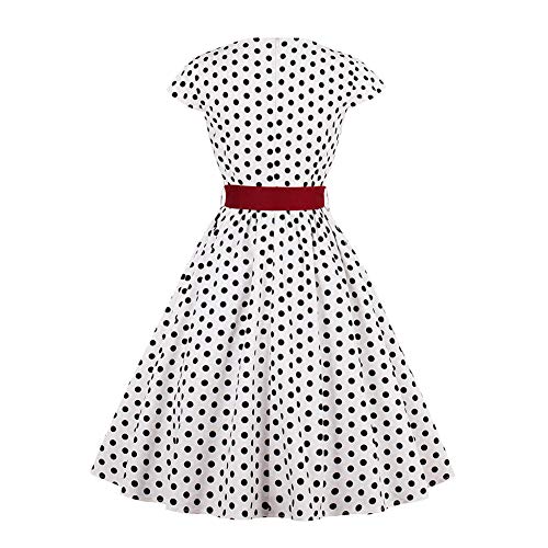 SLYZ Mujeres Europeas Y Americanas Verano Nuevo Corte De Cintura Punto De Onda Más Tamaño Vestido De Temperamento De Longitud Media para Mujeres