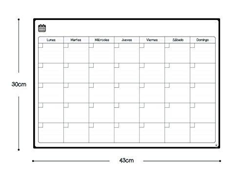 Smart Panda Calendario Magnético para Nevera - Ideal Planificador de Menú, Recordatorio, Lista de la Compra - Pizarra Magnética Incluye 4 Rotuladores de Color – Semanal – En Español