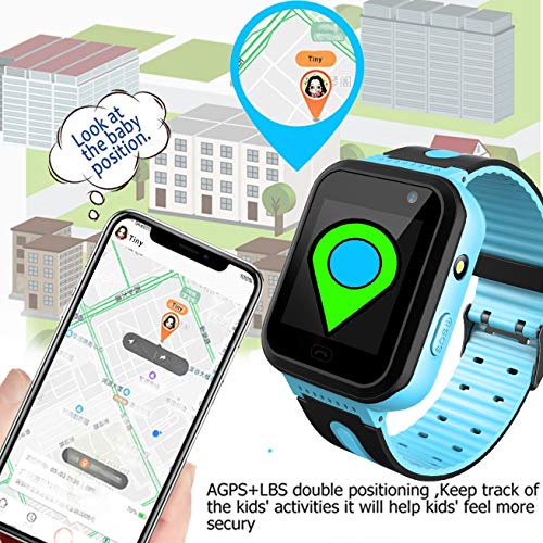 Smartwatch Impermeable para Niños Niñas - Reloj Teléfono con Localizador LBS Chat de Voz SOS Cámara Linterna Despertador Juegos Regalo Relojes Estudiante Smart Watch Compatibles con iOS Android,Rosa