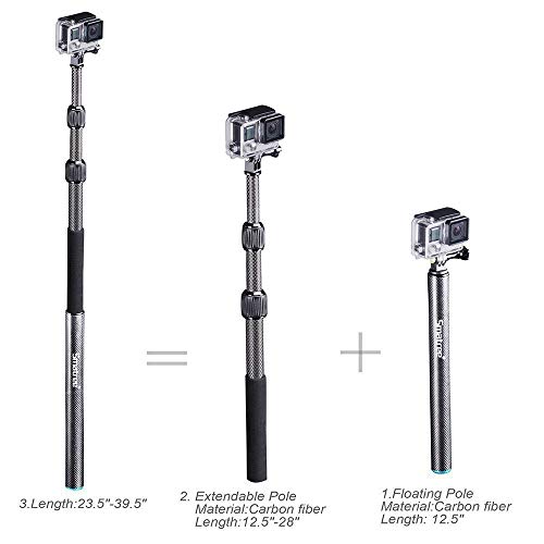 Smatree S3C Palo Selfie Stick Impermeable para GoPro MAX, Hero 2018, Hero 9/8/7/6/5/4/3+/3/2/1/Fusion/Session,Osmo Action (12,5"-39,5")