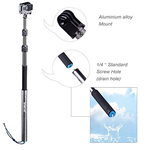 Smatree S3C Palo Selfie Stick Impermeable para GoPro MAX, Hero 2018, Hero 9/8/7/6/5/4/3+/3/2/1/Fusion/Session,Osmo Action (12,5"-39,5")