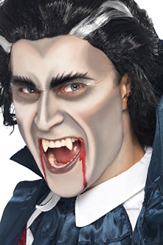 Smiffy'S 37808 Set De Maquillaje De Vampiro Con Colmillos, Esponja, Pintura Para La Cara Y Sangre En Un Tubo, Blanco / Rojo