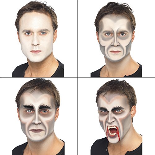 Smiffy'S 37808 Set De Maquillaje De Vampiro Con Colmillos, Esponja, Pintura Para La Cara Y Sangre En Un Tubo, Blanco / Rojo