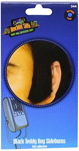 Smiffys Patillas de Teddy Boy, Negras, Autoadhesivas