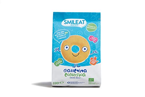 Smileat - Galletas Ecológicas De Espelta Y Manzana Con Aceite De Oliva Virgen Extra, pack de 6 x 220 gr. (Total 1320 gr.)
