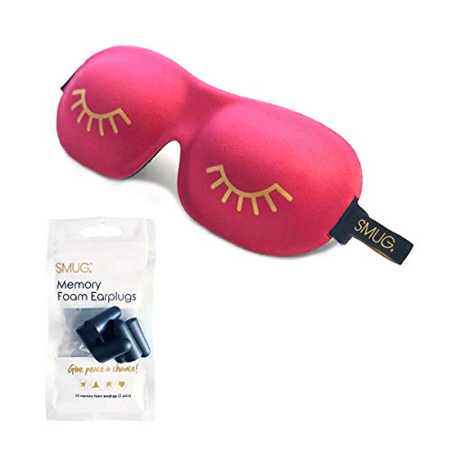 SMUG - Máscara para dormir con luz 3D contorneada que bloquea el sueño, set de regalo con tapones para los oídos (5 pares)