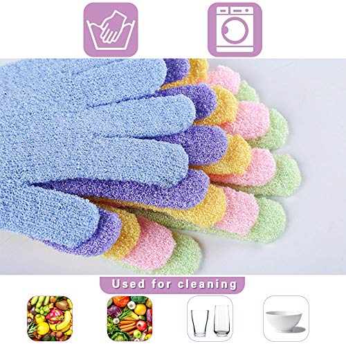 SNAGAROG 8 pares de guantes de ducha exfoliantes Exfoliación corporal Manoplas de mano Doble cara Guantes de baño para ducha, baño, exfoliante y spa Masaje Eliminador de células muertas