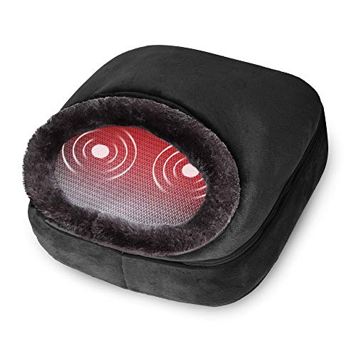 Snailax 3-en-1 masajeador de pies con calefacción y vibración, masaje de espalda con calor, almohadilla térmica y 5 modos de masaje, calentadores de pies, alivio del dolor SL522V-ES