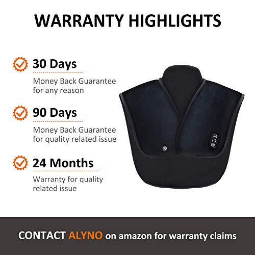 Snailax - Almohadilla de calor para la espalda, cuello y hombros, con niveles de calor ajustables y masaje vibratorio para aliviar dolores de cuello y hombros, con apagado automático