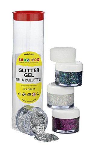 Snazaroo - Gel de maquillaje con purpurina/ brillo (fucsia rosa, polvo de oro, plata y multicolor) , color/modelo surtido