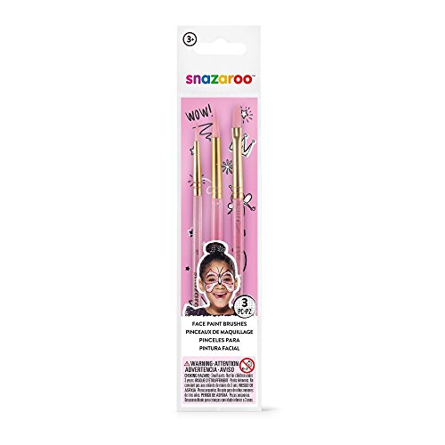 Snazaroo - Set de 3 pinceles de pintura facial, color rosa