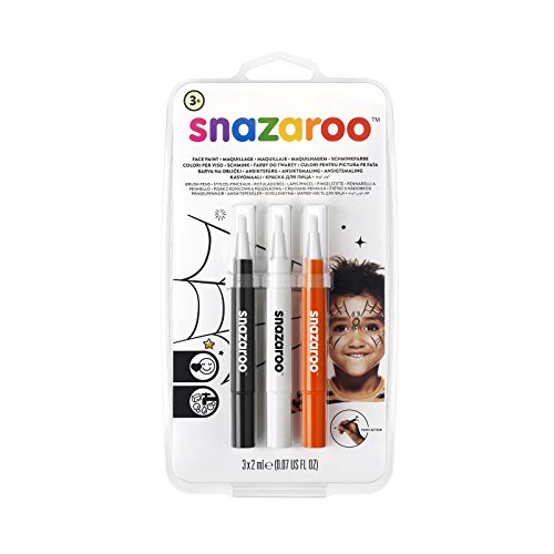 Snazaroo Set de 3 Rotuladores de Maquillaje "Halloween", color negro, blanco, naranja , color/modelo surtido