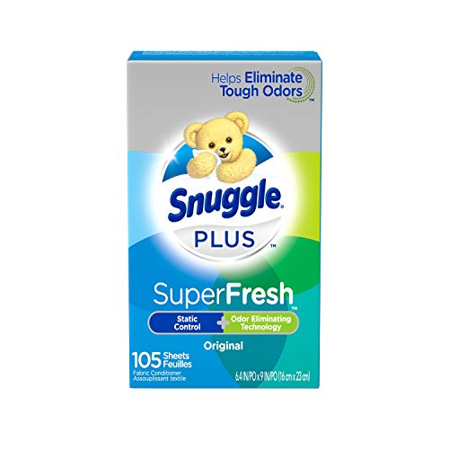 Snuggle – Carcasa rígida Plus Super Fresh Suavizante secador hojas con olor lucha contra los ingredientes, 105 Count, 1