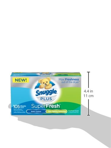 Snuggle – Carcasa rígida Plus Super Fresh Suavizante secador hojas con olor lucha contra los ingredientes, 105 Count, 1
