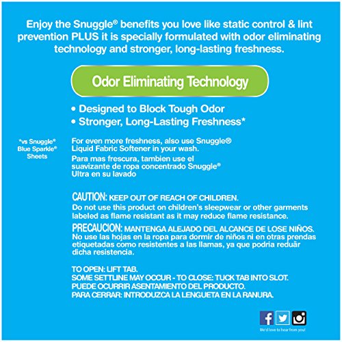 Snuggle – Carcasa rígida Plus Super Fresh Suavizante secador hojas con olor lucha contra los ingredientes, 105 Count, 1
