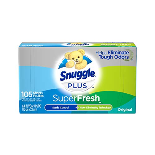 Snuggle – Carcasa rígida Plus Super Fresh Suavizante secador hojas con olor lucha contra los ingredientes, 105 Count, 1