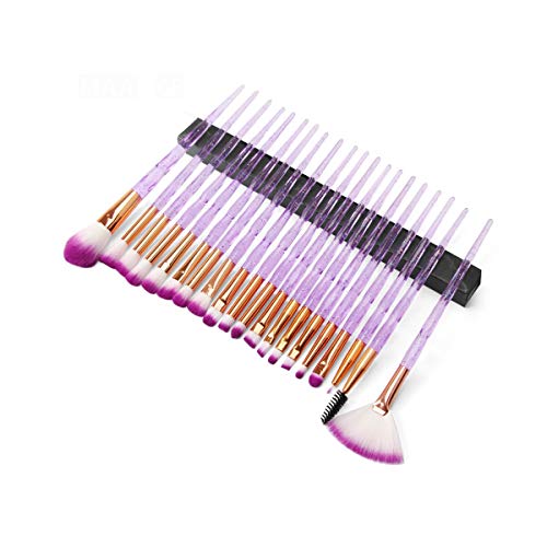SNUIX El Sistema cristalino de Maquillaje Cepillos manija Fundación Polvo de Sombra de Ojos Corrector de Belleza compone el Cepillo, 4-20Pcs (Color : 20Pcs Purle, Size : One Size)
