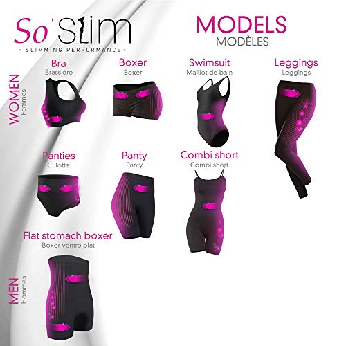 So Slim – Braga reductora para mujer – Diario/noche – Funda reductora – anticelulitis reafirmante y efecto push up – Tecnología francesa Cosméto Ceremic Negro S