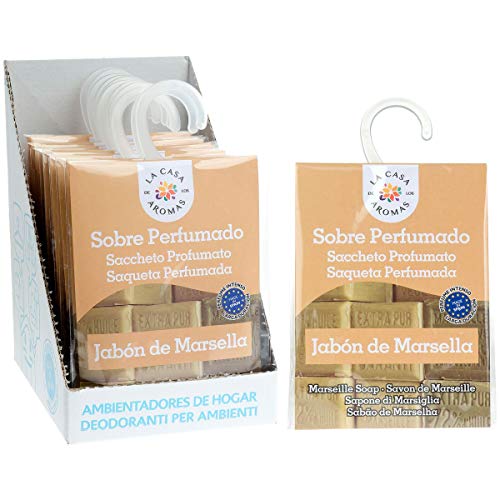 Sobres Perfumados, Bolsitas Aromáticas Aroma Jabón de Marsella, Saquitos para el Armario, Cajón, Ropa de Bebé, Zapatero, Maleta (Jabón de Marsella, 12 PCS)