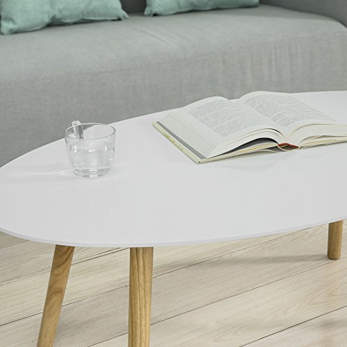 SoBuy Mesa de Centro para Salón,Mesa de Café, Blanco, L105xH40 cm,FBT61-W, ES